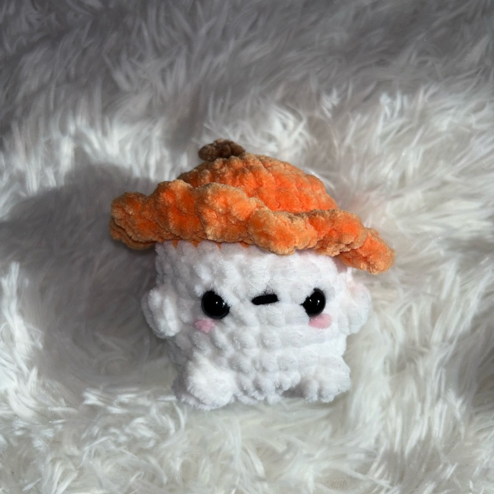crochet mini autumn mushroom plushie